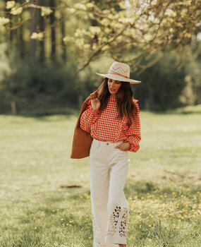 PAULINE jean crème ankle wide