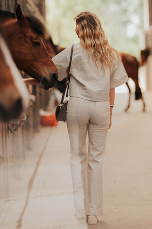 SILOE pantalon à rayures taupe SILOE pantalon à rayures taupe