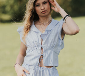 CHANCE top manches courtes bleu