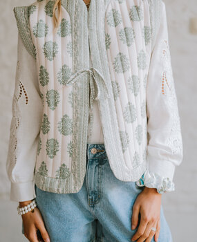 SALVIA veste sans manches vert/écru