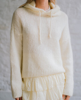 LOU pull à capuche en laine jaune clair