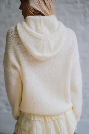 LOU pull à capuche en laine jaune clair