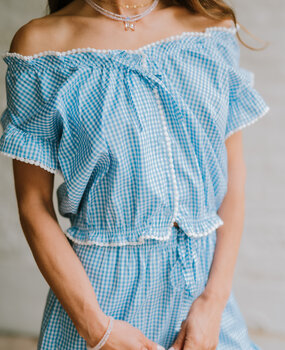 NOA top à carreaux bleu