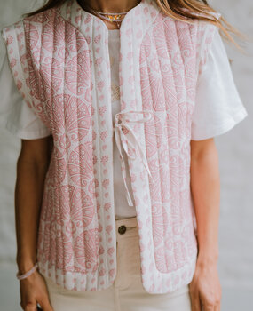 SALVIA veste sans manches rose/écru