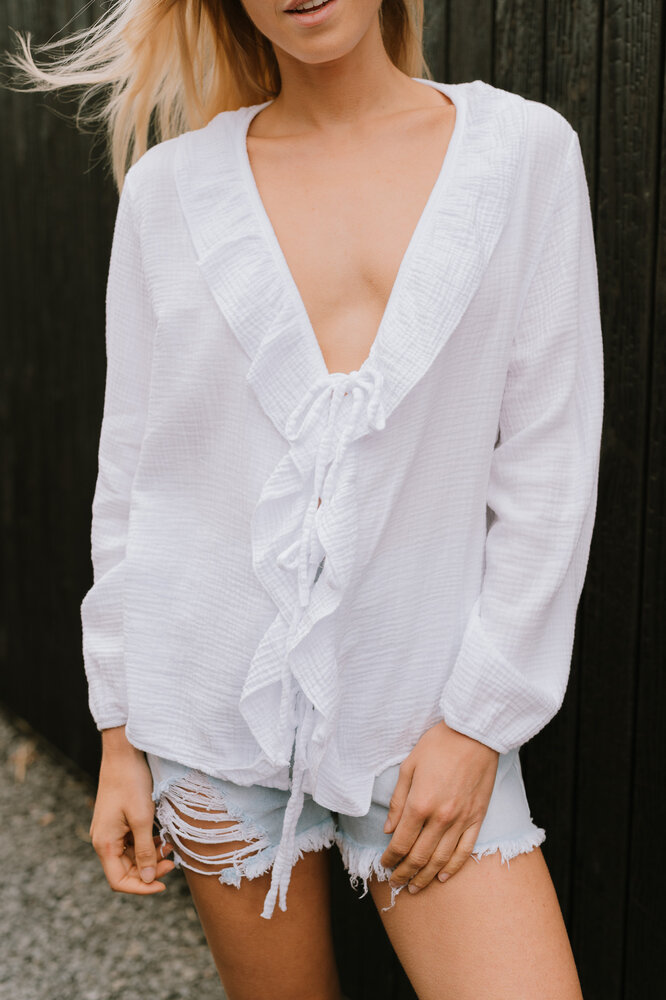 YUNA blouse manches longues blanc