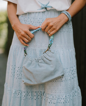 ELORE sac en daim bleu jean