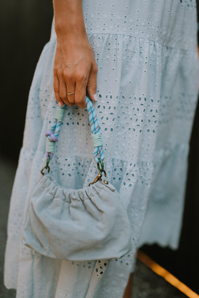 ELORE sac en daim bleu jean ELORE sac en daim bleu jean