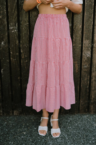 MAREVA longue jupe rouge