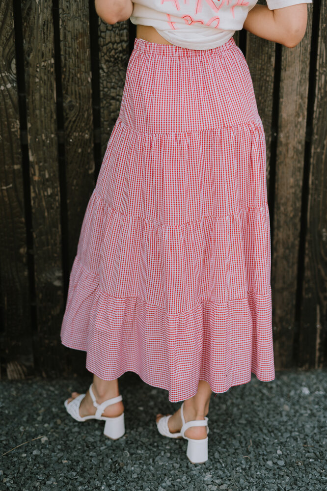 MAREVA longue jupe rouge