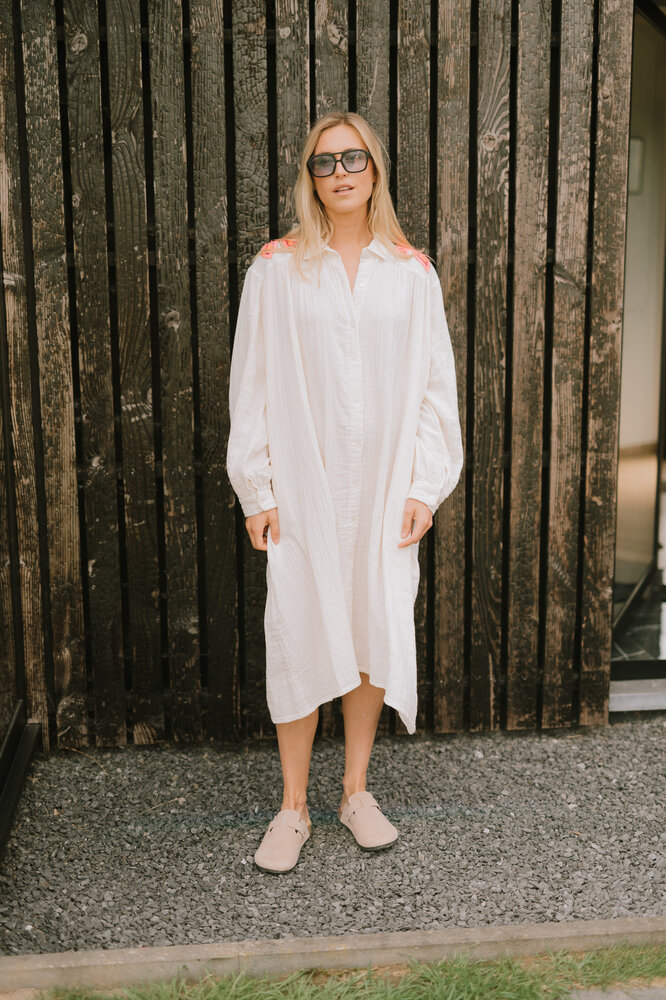 MANY longue robe chemise écru