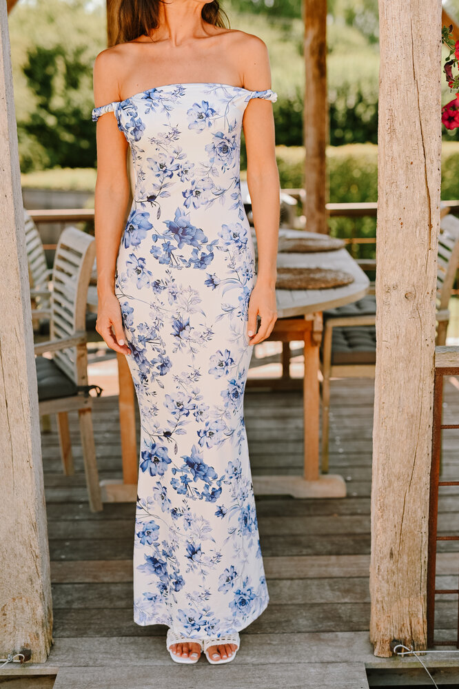 AITANA longue robe bleu/blanc AITANA longue robe bleu/blanc