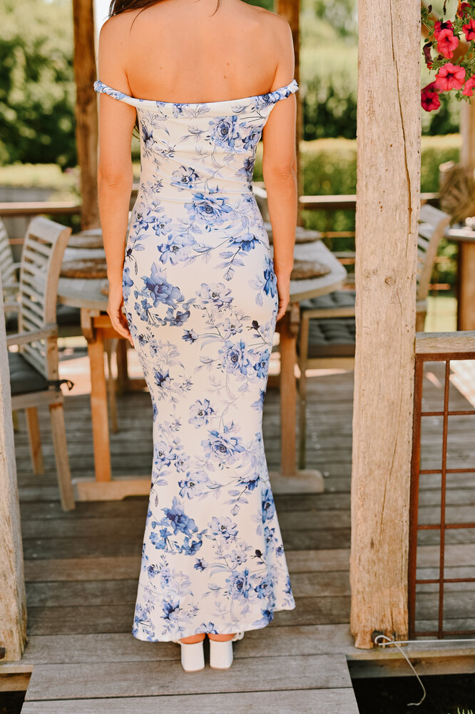 AITANA longue robe bleu/blanc AITANA longue robe bleu/blanc