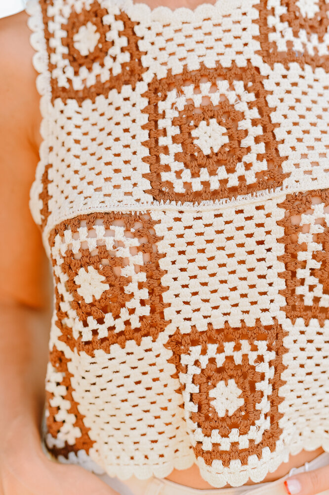 IRINA top en crochet écru/choco IRINA top en crochet écru/choco