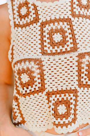 IRINA top en crochet écru/choco IRINA top en crochet écru/choco