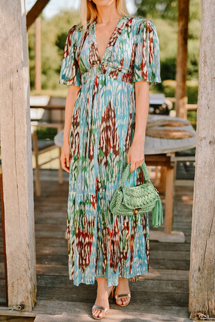 AZUR longue robe doré/bleu/choco AZUR longue robe doré/bleu/choco