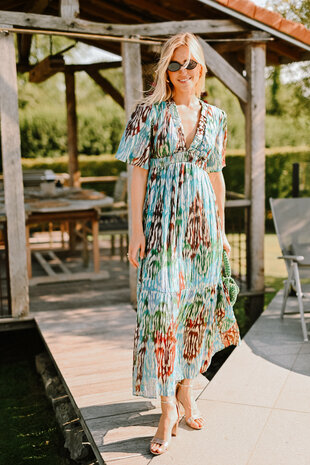 AZUR longue robe doré/bleu/choco AZUR longue robe doré/bleu/choco