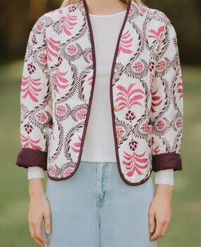 AWENA veste écru/bordeaux