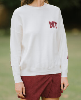 AMICIE pull écru/bordeaux