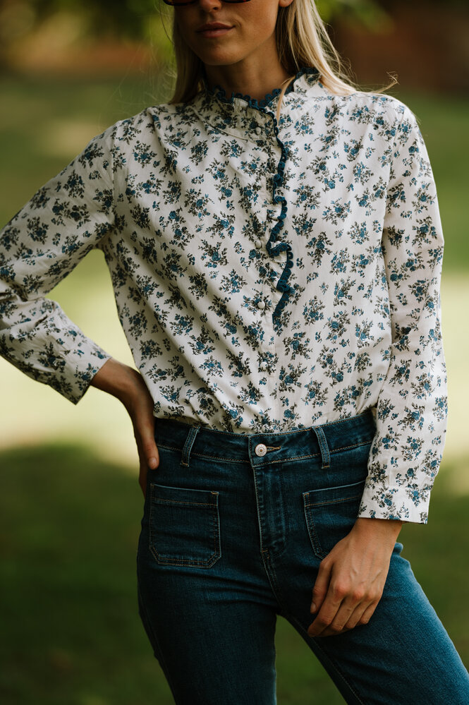 AGGELA chemise écru/bleu AGGELA chemise écru/bleu