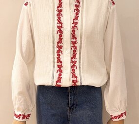 INGRID chemise blanc/rouge