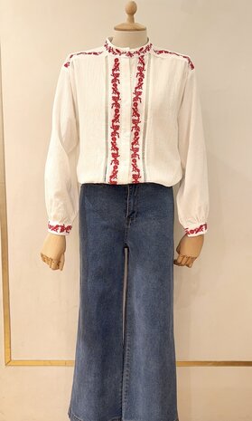 INGRID chemise blanc/rouge