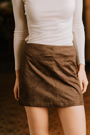 SINA jupe en daim chocolat