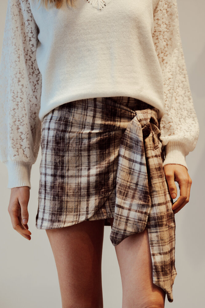 HAZEL jupe à carreaux taupe HAZEL jupe à carreaux taupe