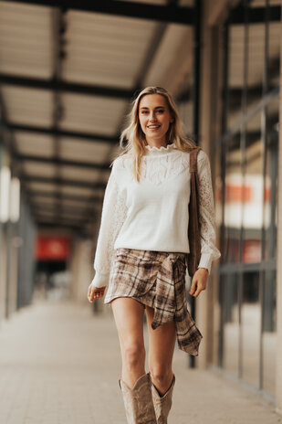 HAZEL jupe à carreaux taupe HAZEL jupe à carreaux taupe