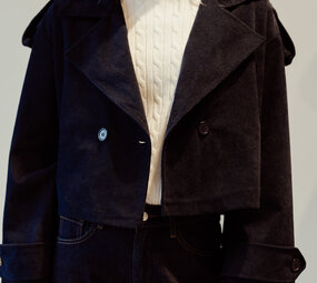 VALENTINA veste en velours bleu marine