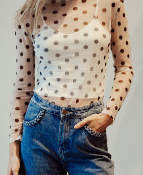 MAYERLY top écru à pois transparent MAYERLY top écru à pois transparent