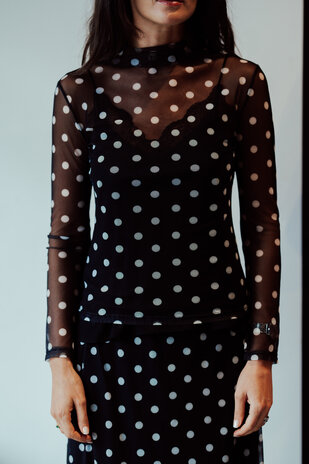 MAYERLY top noir à pois transparent MAYERLY top noir à pois transparent