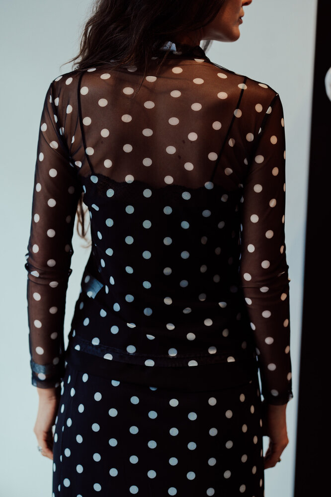 MAYERLY top noir à pois transparent MAYERLY top noir à pois transparent
