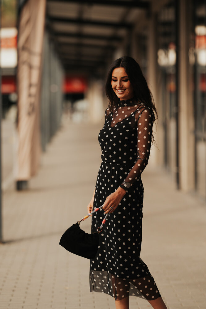 MAYERLY top noir à pois transparent MAYERLY top noir à pois transparent