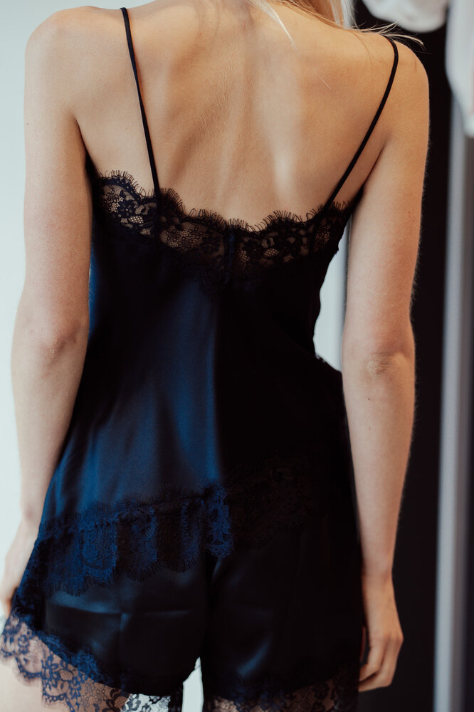 CECILE WANG LEONIE top satiné noir