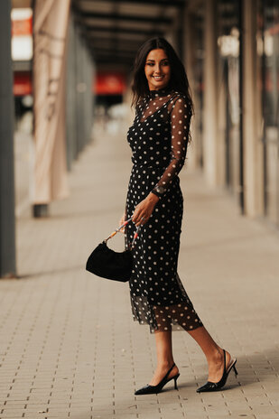 MAYERLY longue jupe à pois noir MAYERLY longue jupe à pois noir