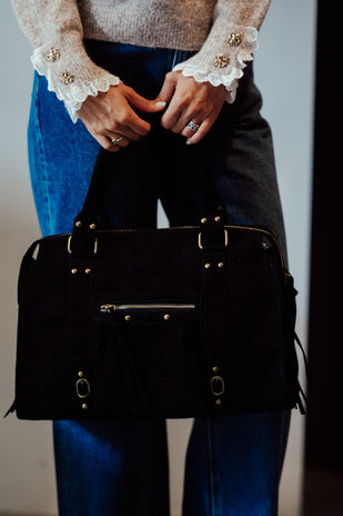 CAPUCIA sac large en daim noir CAPUCIA sac large en daim noir