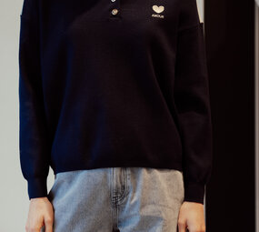 CAPUCINE pull bleu marine/gris