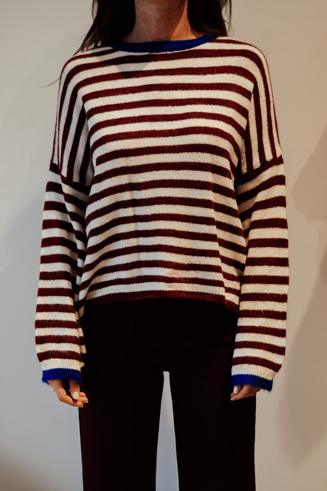 INDIANA pull bordeaux marinière INDIANA pull bordeaux marinière