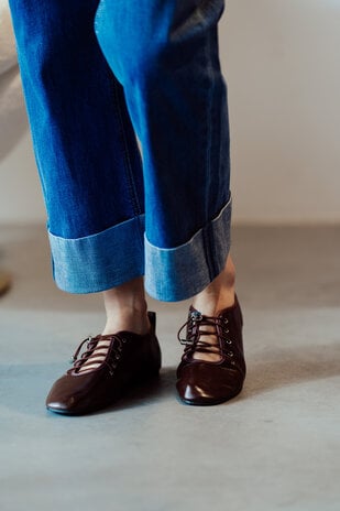 KIRA ballerines à lacets bordeaux