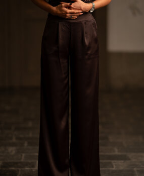 AMBRE pantalon satin marron AMBRE pantalon satin marron