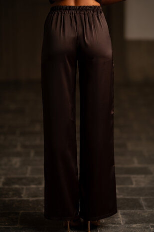 AMBRE pantalon satin marron