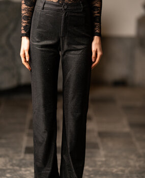 DORALIE pantalon noir brillant