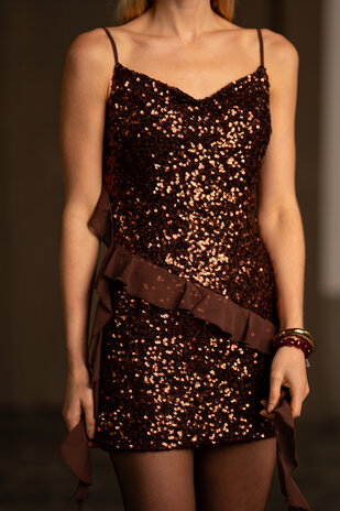 LIVIA robe marron à sequins