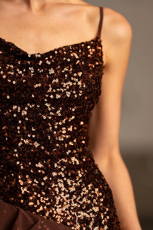 LIVIA robe marron à sequins
