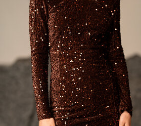 FAELINE robe choco à sequins