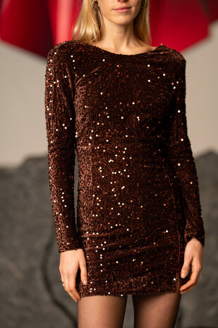 FAELINE robe choco à sequins