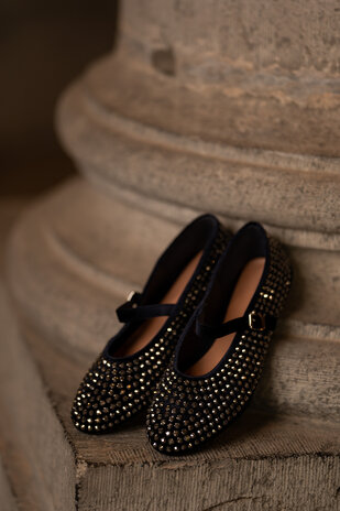 VALENTIA ballerines bleu marine à strass