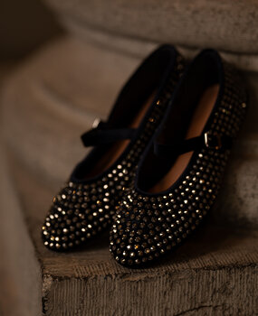 VALENTIA ballerines bleu marine à strass