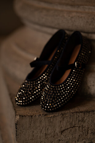 VALENTIA ballerines bleu marine à strass