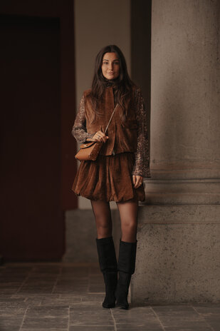 MARLOWE gilet sans manches en velours côtelé caramel